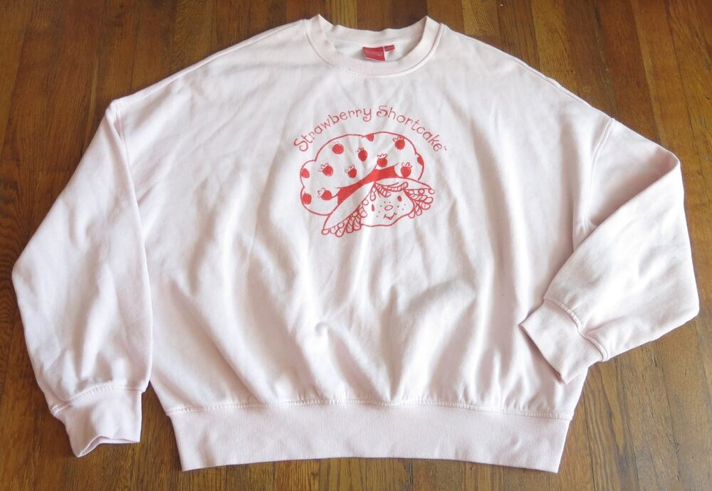 Strawberry Shortcake Sweatshirt Size XL Pink Red Fleece Retro Soft Girl Casual